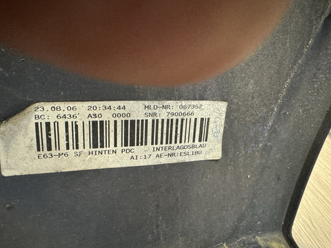 (PICKUP ONLY) 06-10 BMW E63 E64 M6 Rear Bumper Interlagos Blue OEM