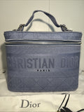 NEW Christian Dior Travel Oblique Embroidery Canvas Vanity Case Blue