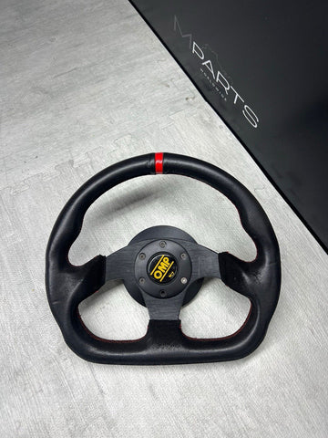 OMP SUPERQUADRO SUEDE RACING STEERING WHEEL FLAT BOTTOM 320MM