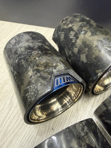 (4) BMW M2/M3/M4/M5 MP Blue Forged Carbon Fiber Exhaust Tips F87/F80/F82/F83/F10
