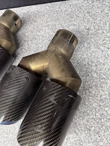 08-13 BMW E92 E93 M3 S65 Rear Exhaust Quad Muffler Tips (4) Carbon Fiber