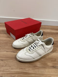 FERRAGAMO ACHILLE 1 WHITE BLUE LEATHER LOGO SNEAKERS ITALY 9.5 US 10.5