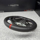 BMW 08-13 E92 M3 DCT Custom Leather Sides Flat Bottom Top Steering Wheel Red