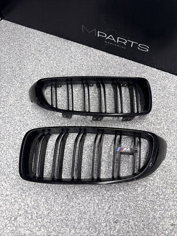 BMW 15-20 F80 F82 F83 M3 M4 Bumper Kidney Grilles Black OEM