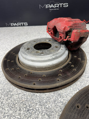 08-13 BMW E90 E92 E93 M3 Rear Brakes Brake Calipers Red & Discs Rotors