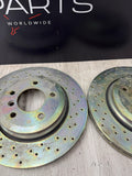 Pair Set of 2 Rear Brembo Brake Disc Rotors X-Drilled Sport BMW E46 330i