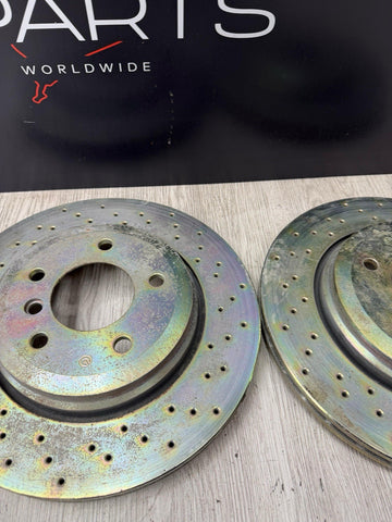 Pair Set of 2 Rear Brembo Brake Disc Rotors X-Drilled Sport BMW E46 330i