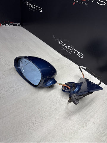01-06 BMW E46 M3 Left Driver Side View Mirror Topaz Blue *Broken