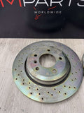 Pair Set of 2 Rear Brembo Brake Disc Rotors X-Drilled Sport BMW E46 330i
