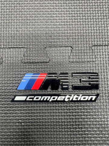 21-24 BMW F80 G80 M3 Competition Rear Trunk Gloss Black Emblem Badge Logo OEM