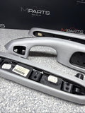 01-06 BMW E46 M3 Brushed Aluminum/Black Door Trim Armrests Front Rear Coupe