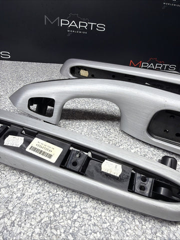01-06 BMW E46 M3 Brushed Aluminum/Black Door Trim Armrests Front Rear Coupe