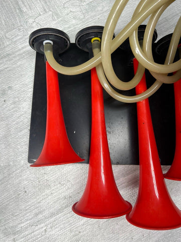 12V 185DB Loud Sound 4 Trumpet Red Train Air Horns Horn Kit E46 M3 Wiring