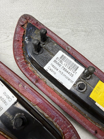 BMW E46 325 330 M3 Convertible Rear Imola Red Upper Armrest Pads 7894431 7894432