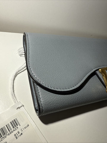 NEW Christian Dior Saddle Flap Card Wallet/Holder Goatskin Cloud Blue