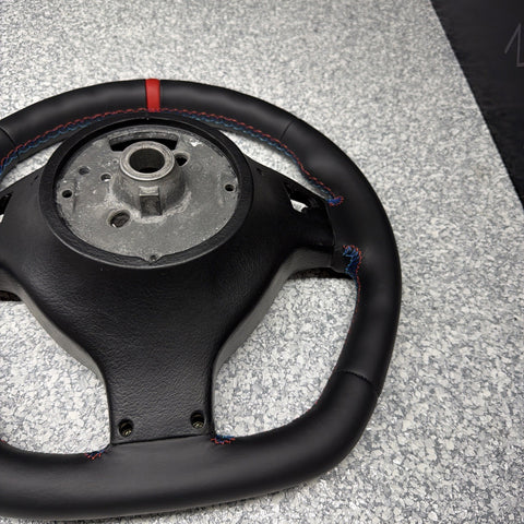 BMW 01-06 E46 M3 SMG Custom Leather Sides Flat Bottom Top Steering Wheel Red