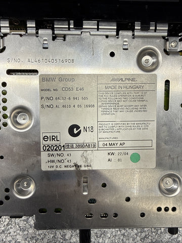 2004 BMW 01-06 E46 325 330 M3 CD Player Business Radio