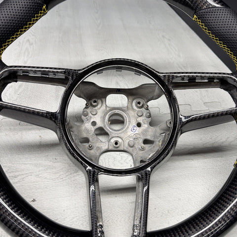 Porsche 911.1 GT3 2015 Steering Wheel Carbon Fiber PDK Carbon Trim Yellow