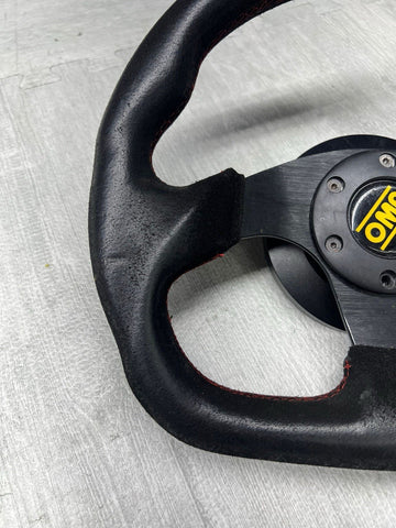 OMP SUPERQUADRO SUEDE RACING STEERING WHEEL FLAT BOTTOM 320MM