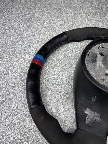 BMW Steering Wheel 01-06 E46 M3 Stock SMG Rewrapped Tri Color Stripe