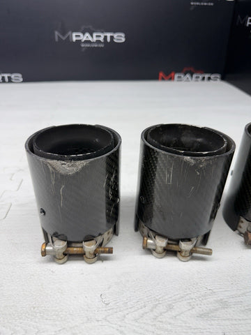 (4) BMW 15-20 F80 M3 F82 M4 Carbon Fiber Exhaust Tips 70MM