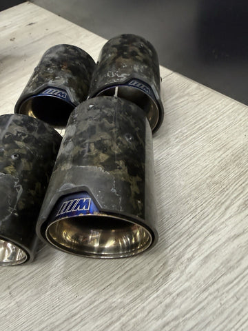 (4) BMW M2/M3/M4/M5 MP Blue Forged Carbon Fiber Exhaust Tips F87/F80/F82/F83/F10