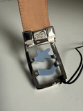 Salvatore Ferragamo 670046 Men's Light Blue Calf Suede Belt Size 42