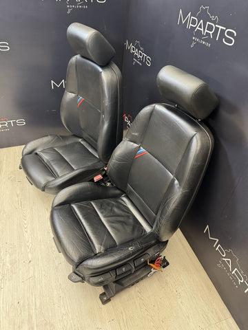 91-99 BMW E36 M3 SPORT SEDAN FRONT MANUAL BLACK LEATHER SEAT PAIR OEM *Notes*