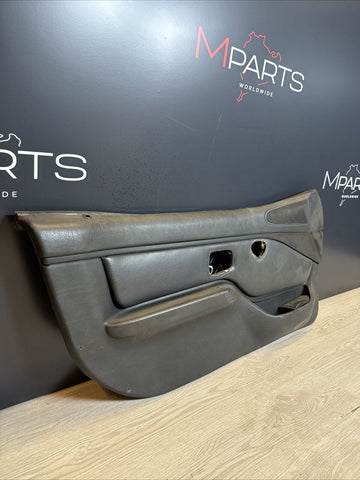 96-02 BMW Z3M Front Left Driver Door Card Panel Cover Trim Leather Black *Crack*