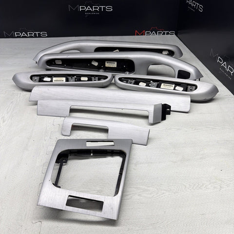 01-06 BMW E46 M3 Coupe Interior Armrests Trim Set Brushed Aluminum *Tab*