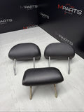 1997-2003 BMW E39 5-Series Sedan Rear Headrest Set of 3 Black Leather  *Notes*