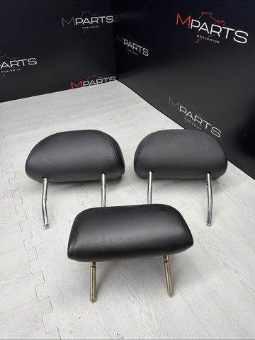 1997-2003 BMW E39 5-Series Sedan Rear Headrest Set of 3 Black Leather  *Notes*