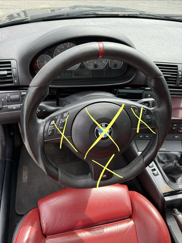 BMW 01-06 E46 M3 Manual Custom Leather Sides Flat Bottom Steering Wheel Only