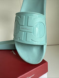 Salvatore Ferragamo Turquoise Blue Groove 17 Pools Slide Sandals Size 10 M