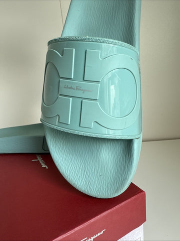 Salvatore Ferragamo Turquoise Blue Groove 17 Pools Slide Sandals Size 10 M