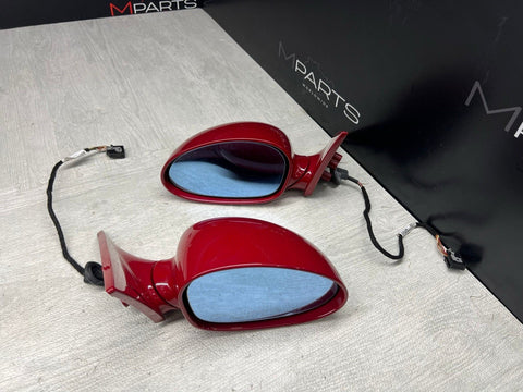 01-06 BMW E46 M3 Side View Door Mirrors Pair Imola Red
