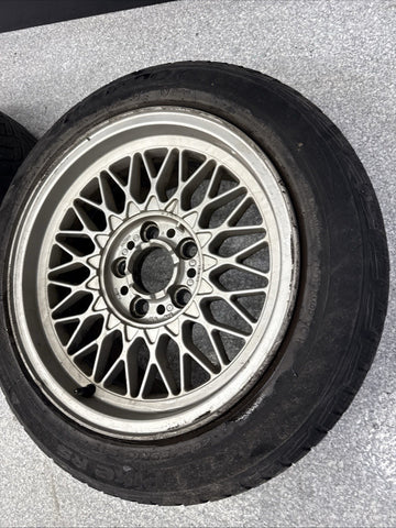 OEM BMW E28 E30 E38 Wheel Rims Tires Set Style 5 Silver 16" ET23 16x8 Square