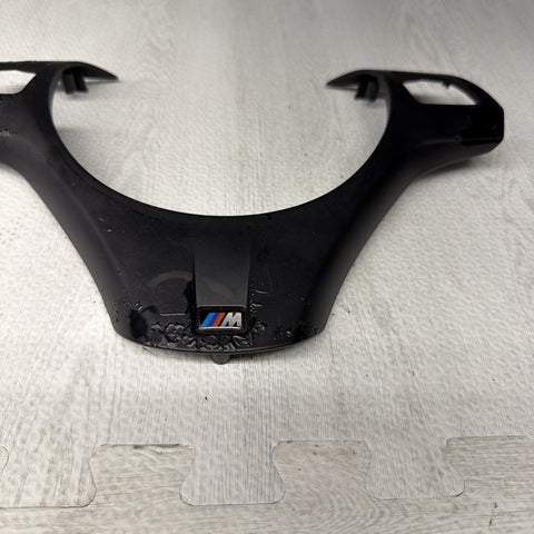08-13 BMW E90 E92 E93 M3 Lower Steering Wheel Trim Cover Plate Black *Peeling*