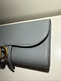 NEW Christian Dior Saddle Flap Card Wallet/Holder Goatskin Cloud Blue