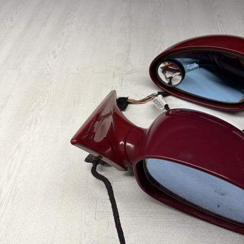 01-06 BMW E46 M3 Side View Door Mirrors Pair Imola Red *Notes*