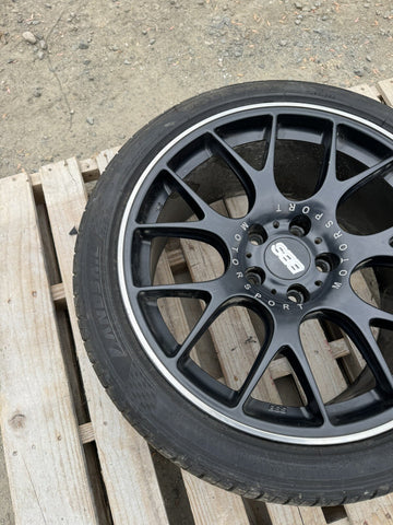 Authentic BBS CH106 19” 19 Inch 19x9.5 ET35 Rim Wheel Black / Chrome Lip + Tire