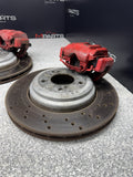 08-13 BMW E90 E92 E93 M3 Rear Brakes Brake Calipers Red & Discs Rotors