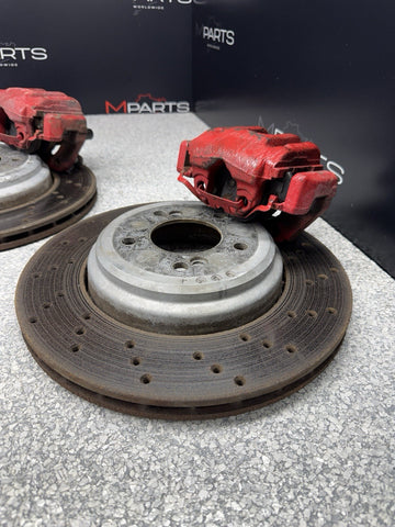 08-13 BMW E90 E92 E93 M3 Rear Brakes Brake Calipers Red & Discs Rotors