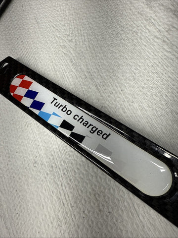 License Plate Frame BMW Power Turbocharged Carbon Fiber Style Front Rear Cover