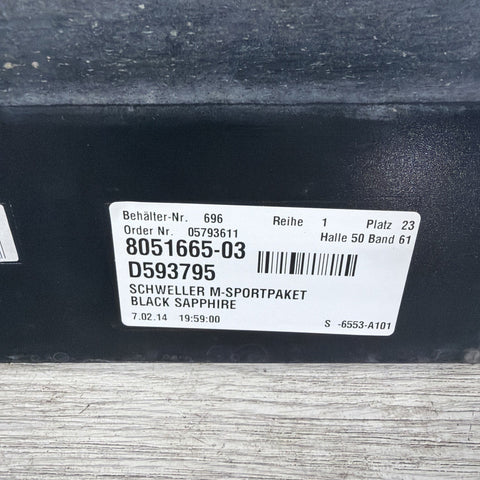 12-17 OEM BMW F10 M5 Left Driver Side Skirt Rocker Panel Black