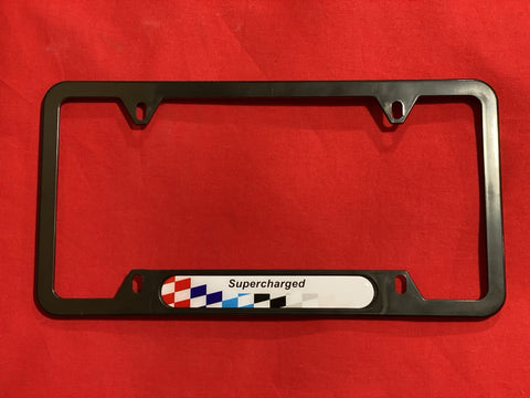 License Plate Frame BMW Power Supercharged Black Plastic Front Rear Cover