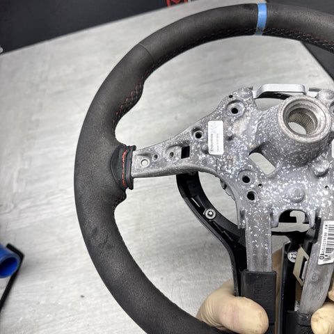 BMW OEM F80 M3 F82 F83 M4 M Performance Alcantara Steering Wheel Blue Stripe