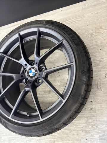OEM BMW 15-20 F80 F82 F83 M3 M4 CS Wheel Rim 19x9 Front Orbit Grey + Michelin 4S