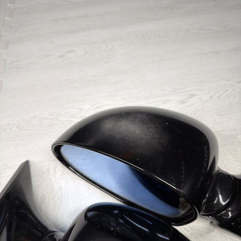 01-06 BMW E46 M3 Side View Door Mirrors Pair Jet Black *Sun Fading*