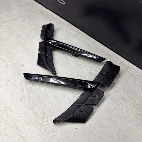 2014–2020 BMW M4 F82 F83 Left Right Fender Side Vent Grills OEM Gloss Black